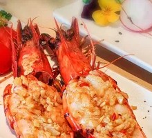 Black Tiger Shrimp on Iron Plate