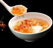 Peach Gelatin Silver Ear Tofu Soup