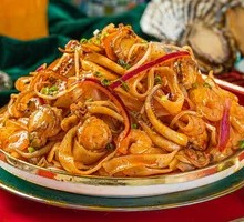 Seafood Fried Rice Noodles with Family Feast