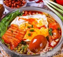 Fried Egg, Boiled Egg, Tofu Skewers with Luosifen Noodles