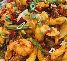 Spicy Stir-Fried Spare Ribs and Shrimp