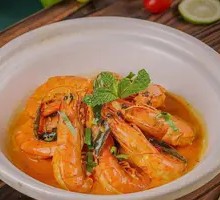 South Seas Curry Cream Shrimp in Clay Pot