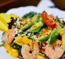 Shrimp and Mango Seasonal Vegetable Salad Bowl