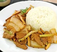 Fried Pork with Tofu Skin Rice