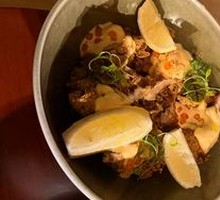 Secret-Recipe Fried Chicken with Salmon Caviar Sauce