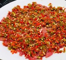 Sliced Beef with Green and Red Peppers