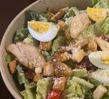 Caesar Chicken Salad with Soft-Boiled Egg