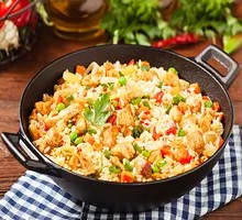 Potato and Chicken Stir-Fried Rice