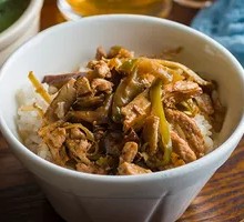 Fried Tofu and Pork Rice Bowl
