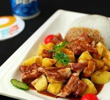 Stewed Pork Ribs with Potato Rice Bowl