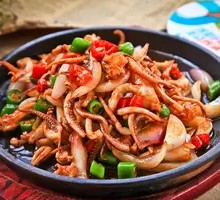 Grilled Squid on Iron Plate