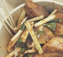 Squid with Potato and Crispy Rice Cake