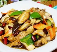 Braised Mushrooms with Pork Slices