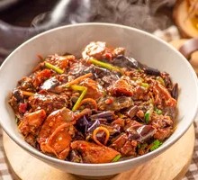 Braised Eggplant and Grilled Pork Rice Bowl