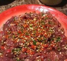 Sliced Beef with Green and Red Peppers