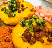 Potato Pancake with Crispy Pork Bits