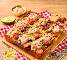 Avocado and Prawn Dumpling Pizza