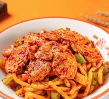 Half Fried Chicken with Rice Noodles