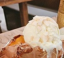 Ice Cream and Coconut Roasted Sweet Potato