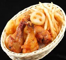 Chicken Leg and Pork Roll