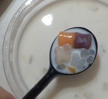 Mango Taro Bubble Jelly with Peach Blossom Gelatin and Pearl Rice Dessert