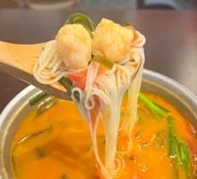 Tomato Shrimp Dumpling Noodles