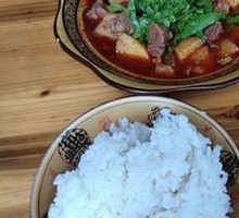 Potato and Beef Stew with Rice