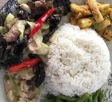 Wood Ear Mushroom and Pork Rice Bowl