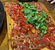 Sliced Beef with Green and Red Peppers