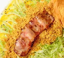 Double Egg Bacon and Sesame Seed Pancake