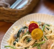 Shrimp Spinach Cream Pasta