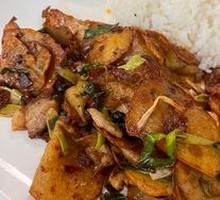 Spicy Pork with Potatoes over Rice