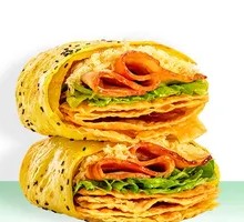 Double Egg Bacon and Sesame Seed Pancake