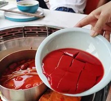 Fresh Duck Blood in Clay Bowl