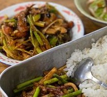 Fried Tofu and Pork Rice Bowl