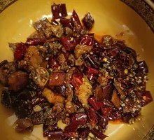 Fried Chicken with Tofu Cubes and Chili
