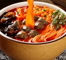 Tomato Chicken Meatball Noodles