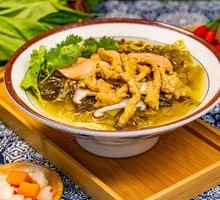 Spicy Sour Cabbage Noodle Soup with Pork Strips