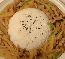 Potato and Pork Noodle Bowl