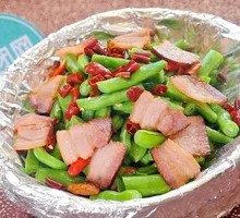 Stir-fried Green Chili with Preserved Meat