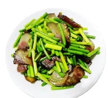 Braised Garlic Shoots and Preserved Pork Rice