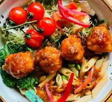 Tomato Shrimp Ball Low-Fat Whole Wheat Penne