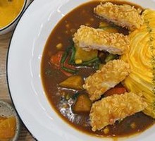 Fried Shrimp Cutlet Curry Omelette Rice
