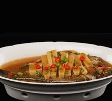 Braised Sea Bass with Rice Cake