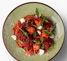 Italian Tomato Cheese Shrimp Meat Sauce Pasta