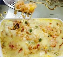 Shrimp Cheese Baked Rice