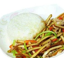 Fried Pork and Tofu Skin Rice Bowl