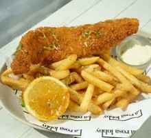 Fish and Chips with Sour Cream and Mustard Sauce