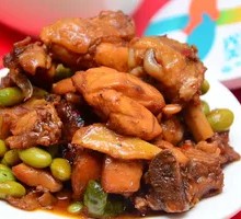 Braised Chicken with Edamame