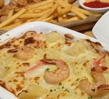 Pineapple Shrimp Fried Rice Bake